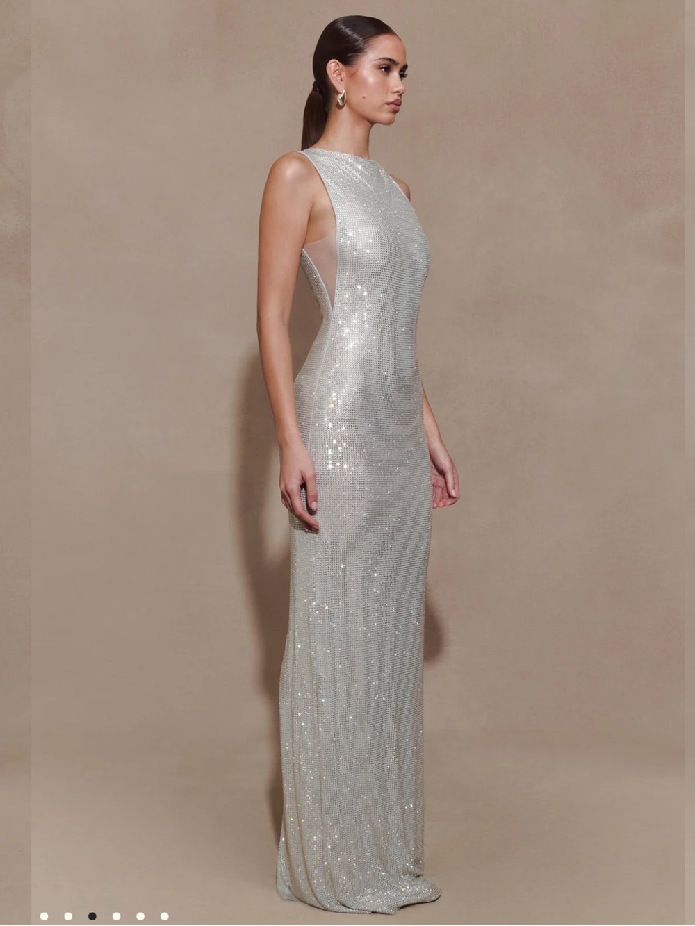 Meshki Silver Sequin Maxi Dress